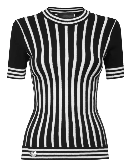 Pullover Round Neck SS Intarsia Stripes