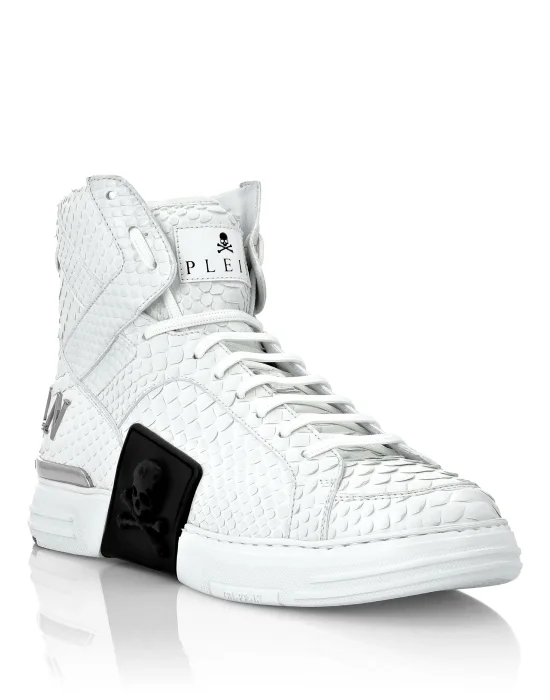 HI-TOP SNEAKERS MONEY KICK$ PYTHON LUXURY SKULL