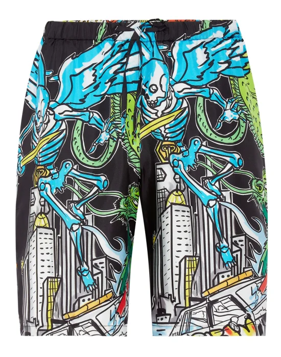 Silk Shorts Skeleton tattoo