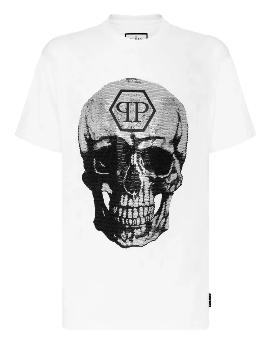 T-shirt Round Neck SS Skull and Plein with Crystals