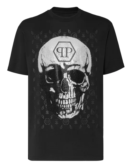 T-shirt Round Neck SS Skull and Plein with Crystals