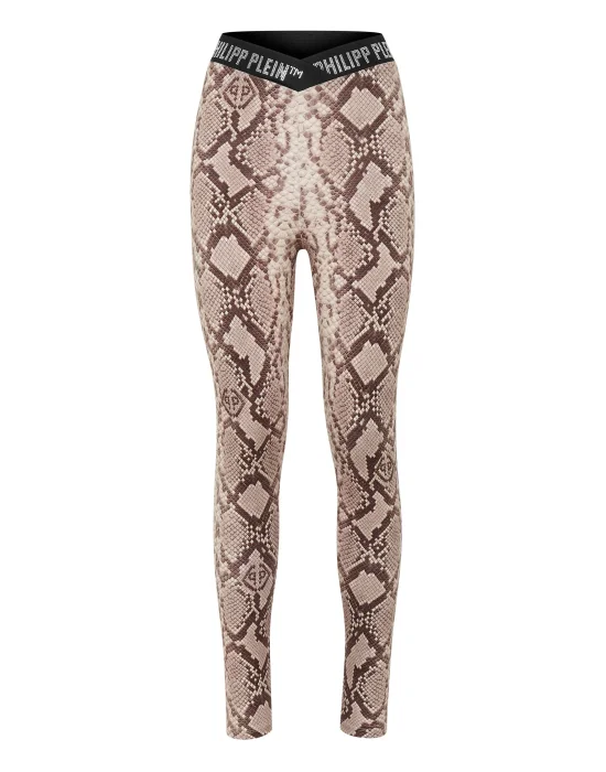 V Cut Leggings Python Print Crystal Plein with Crystals