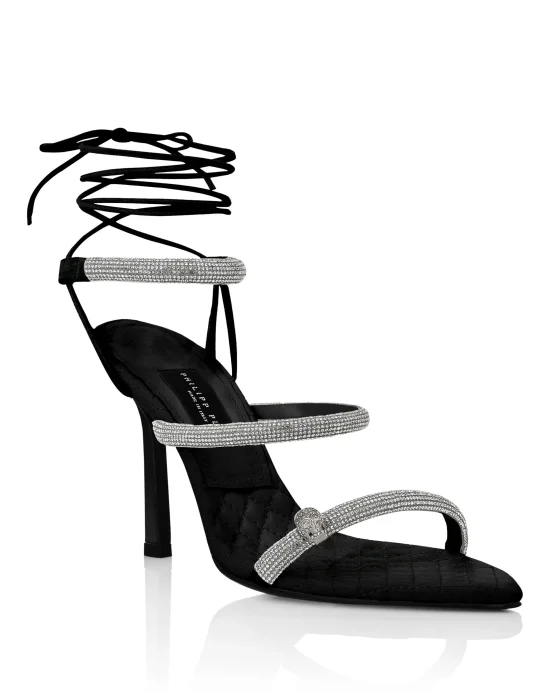 Crystal Lace-up Sandals