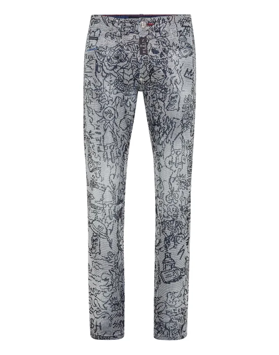 Denim Trousers Super Straight Cut Skull and Plein