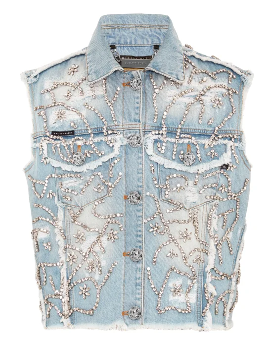 Denim Vest Crystal