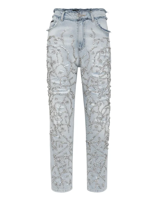 Denim Trousers Mom Fit Crystal