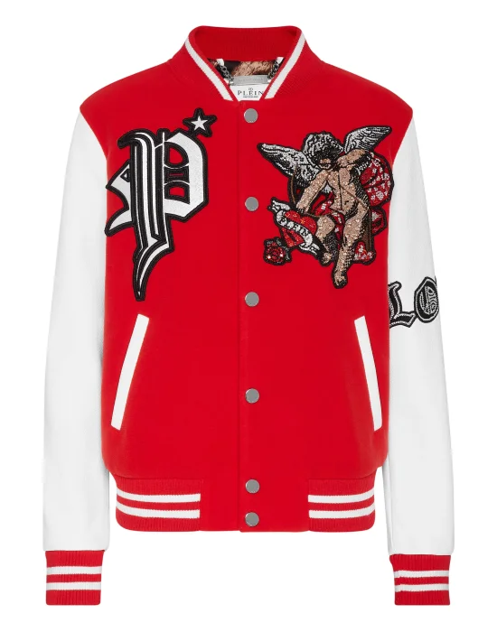 Wool and Leather Bomber Love Angel