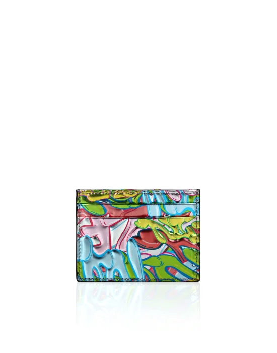 Mirror Leather Credit Cards Holder Bombing Graffiti