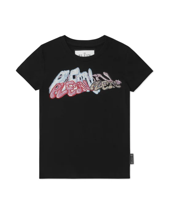 T-Shirt Round Neck with Crystals Bombing Graffiti