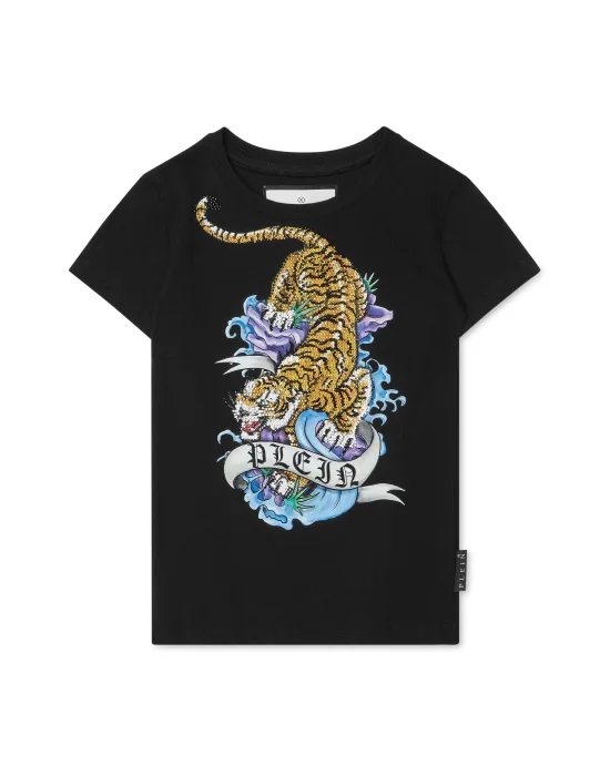 T-Shirt Round Neck with Crystals Tattoo