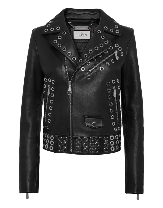 Boxy Biker Jacket Metal Rings