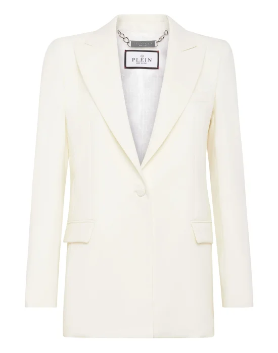 Wool Boxy Blazer Crystal Skull