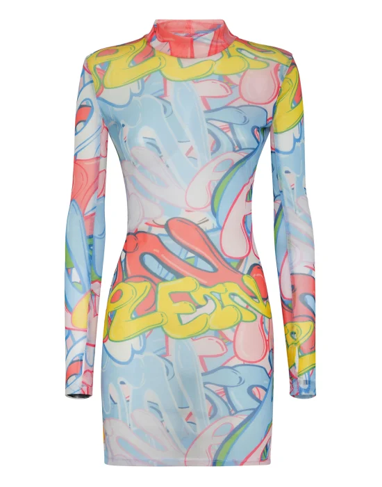 Tulle Mini Dress LS Bombing Graffiti