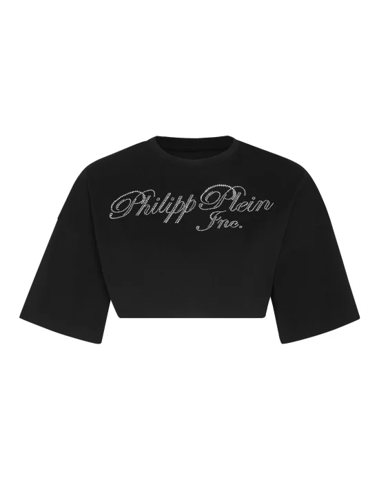 Cropped T-shirt with Crystals Philipp Plein TM