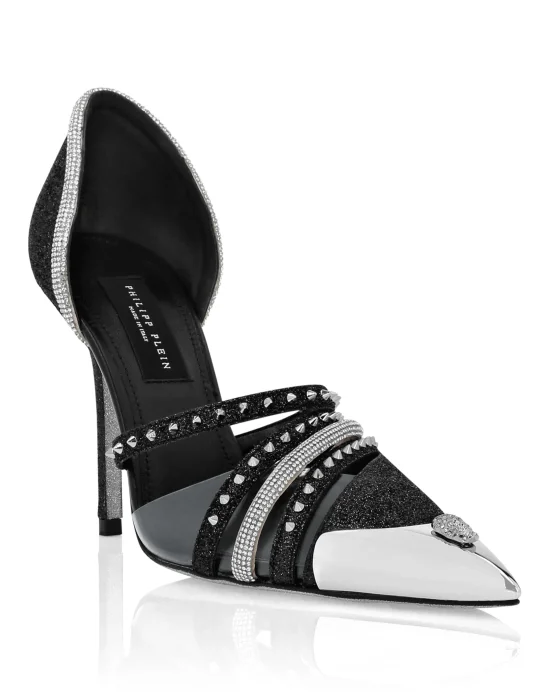 Glitter & Suede Decollete Pumps