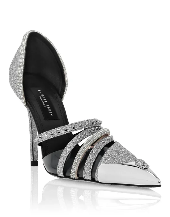 Glitter & Suede Decollete Pumps
