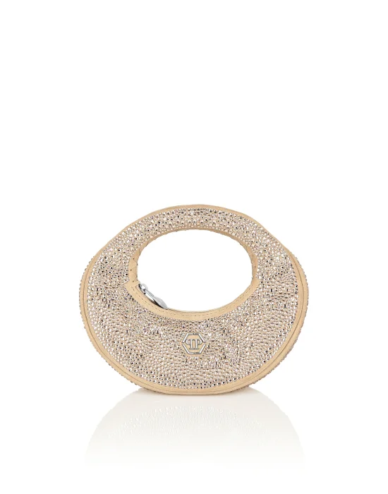Suede Mini Handle Bag Strass