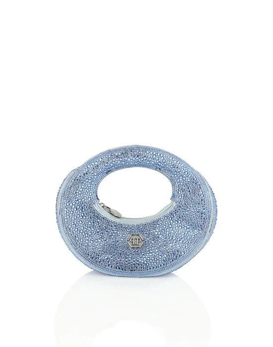 Suede Mini Handle Bag Strass