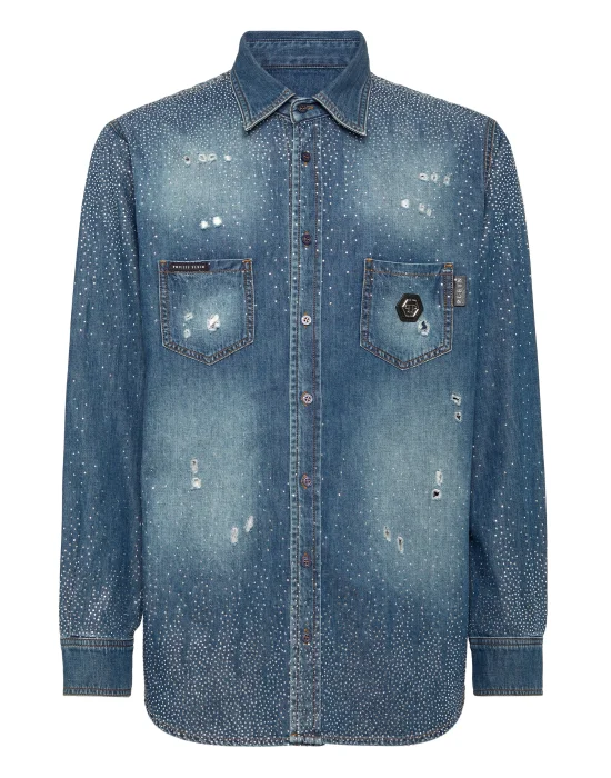 Denim Shirt Ls Strass