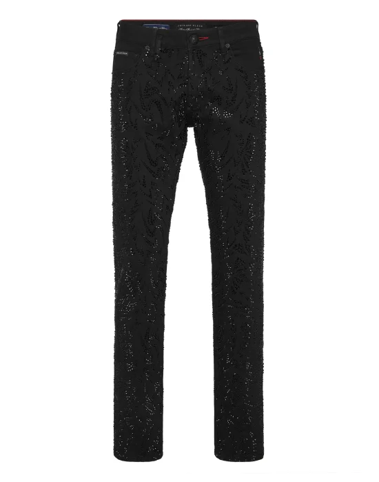 Denim Trousers Super Straight Cut Tribal Strass