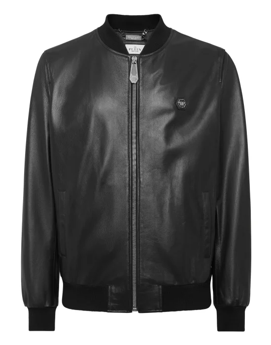 Leather Bomber Jacket Skull