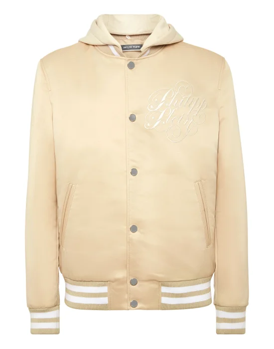 Satin Hoodie Bomber Jacket Signature