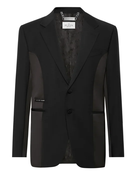 Satin/Wool Blazer Lord Fit Bicolor