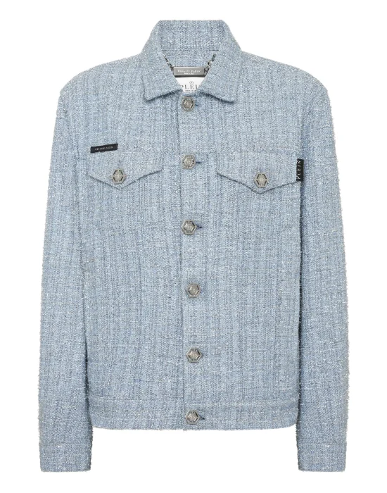 Tweed Denim Cropped Jacket