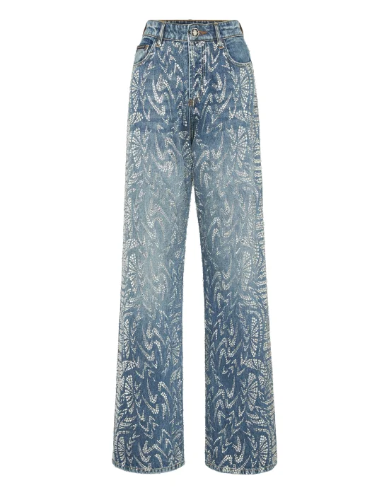 Denim Trousers Skater Fit Moroccan Strass