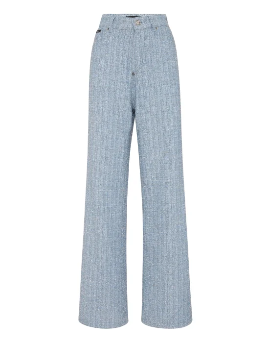 Tweed Denim Trousers Skater Fit