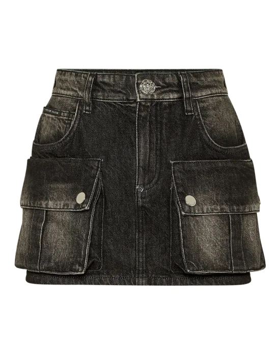 Denim Cargo Mini Skirt