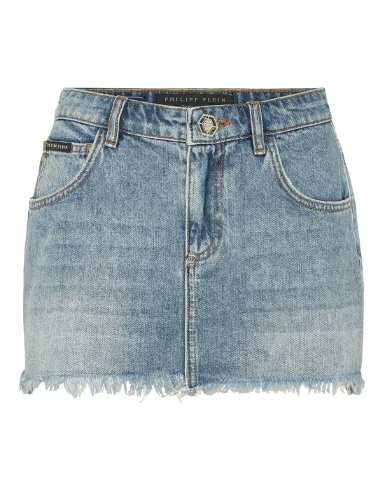 Denim Mini Skirt Cherries
