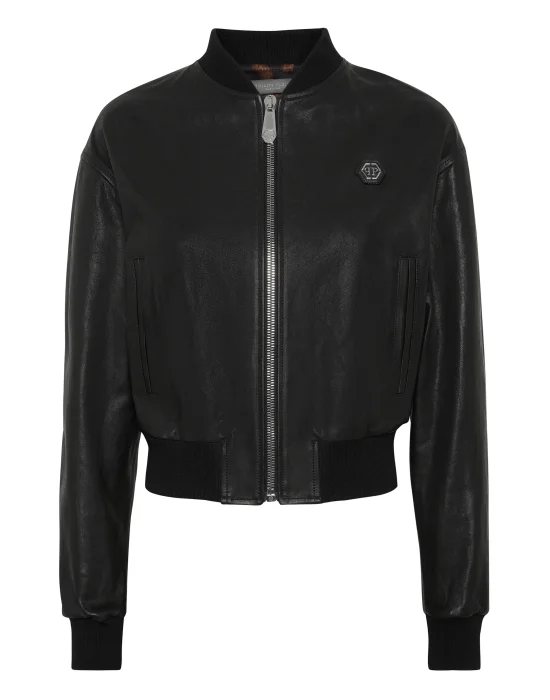 Leather Crop Bomber Jacket Vintage