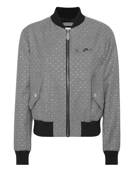 Cropped Bomber Pied de Poule