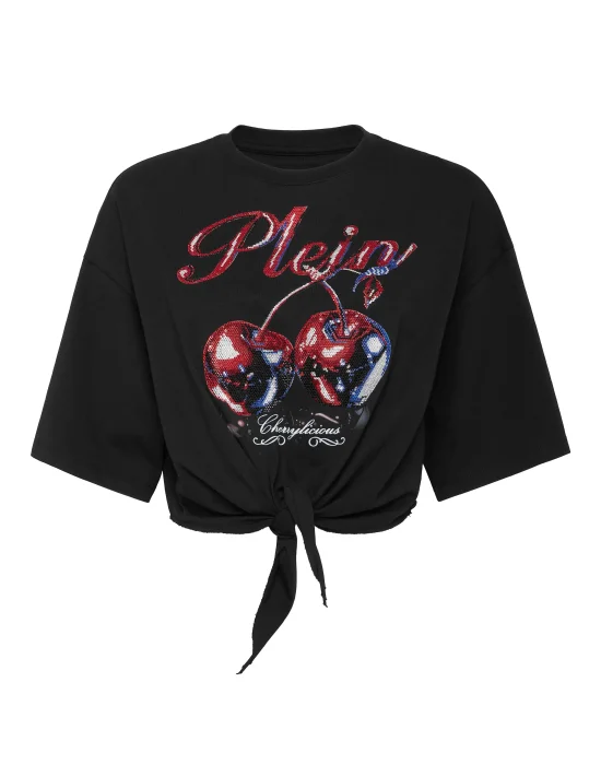 T-shirt Round Neck SS Bow Cropped Cherry