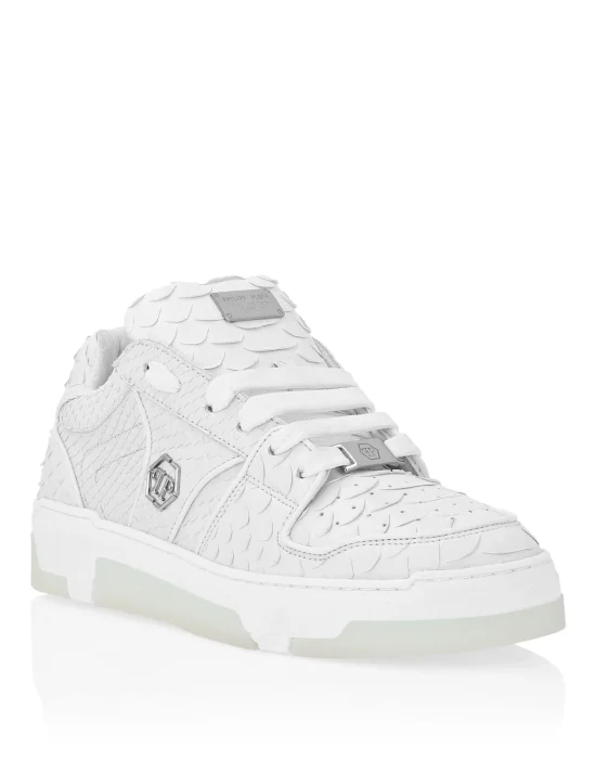 Python Leather Lo-Top Sneakers Hexagon