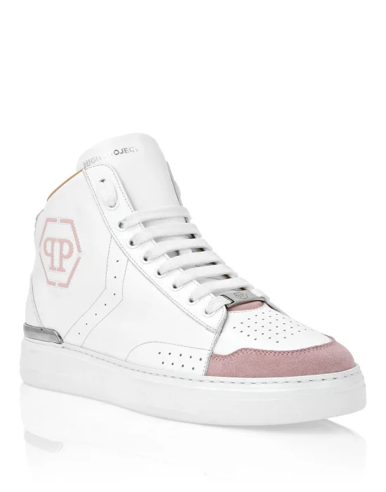 Leather Mid-Top Sneakers Hexagon