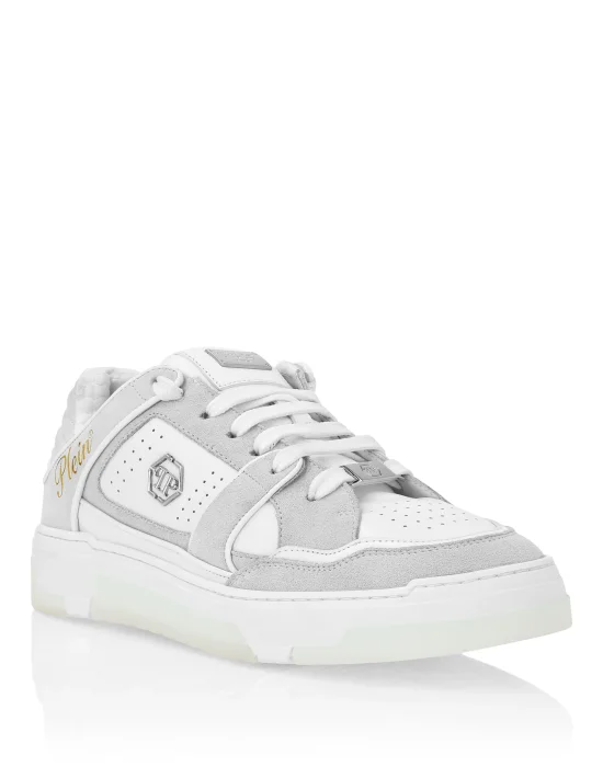 Mix Leather Lo-Top Sneakers Hexagon