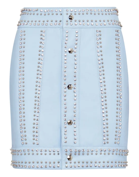 Leather Skirt Short Crystal