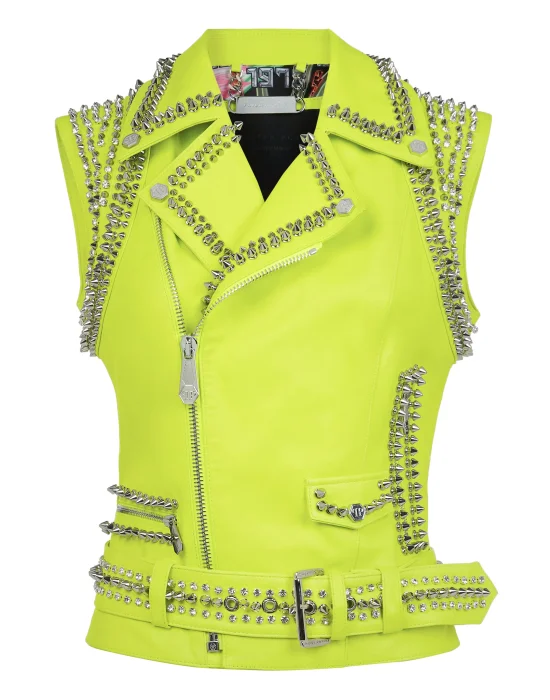 Leather Vest Short Studs