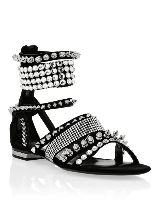 Suede Sandals Flat Studs