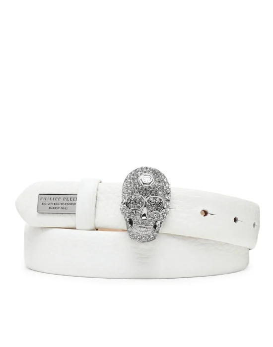 Leather Belt Skull with with Crystals