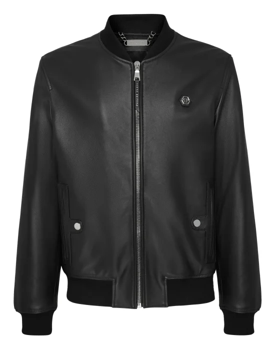 Leather Bomber Iconic Plein