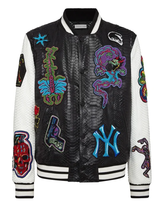 Python Leather College Bomber Tattoo Patches