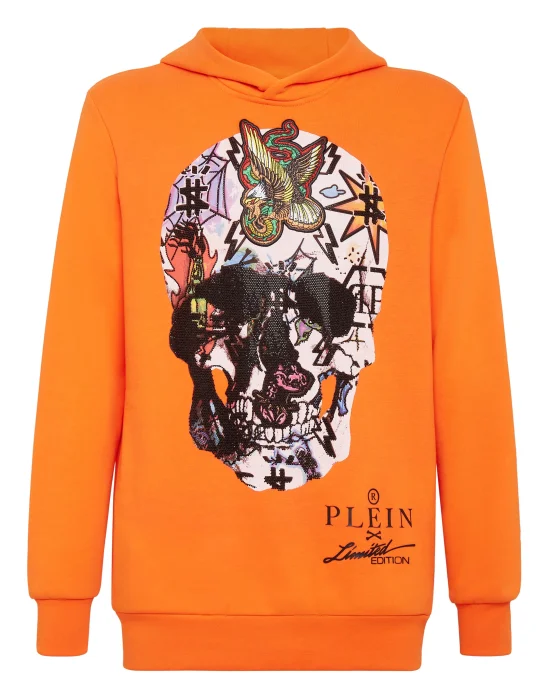 Hoodie sweatshirt Tattoo Skull strass