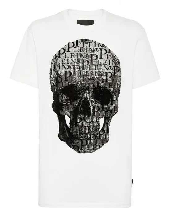 T-shirt Round Neck SS Skull and Plein with Crystals