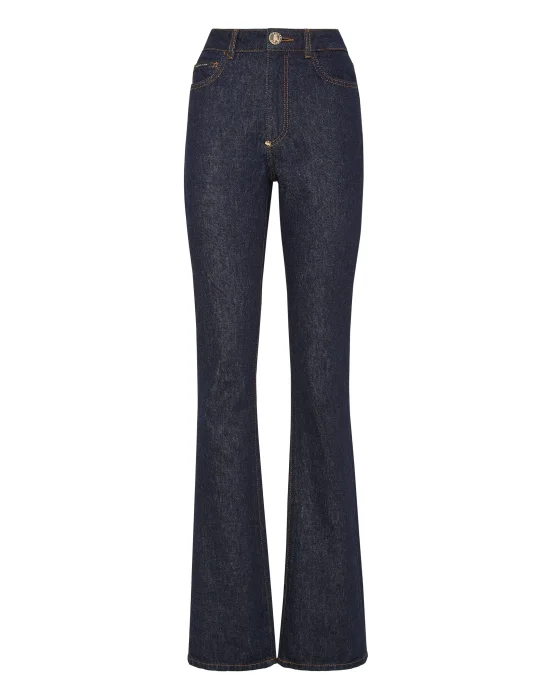Denim High wasted flare Skull
