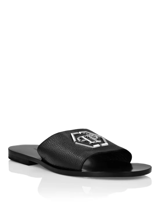 Leather Sandals Flat Gothic Plein