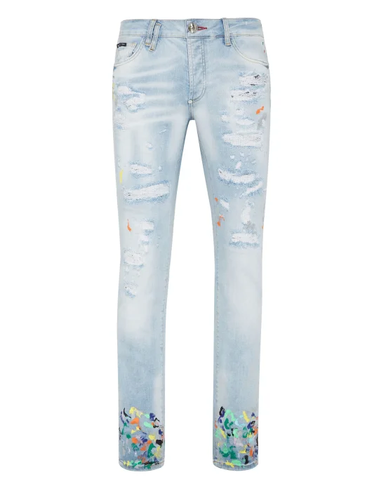 Denim Trousers Super Straight Cut Dripping