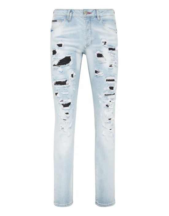Denim Trousers Super Straight Cut Destroyed